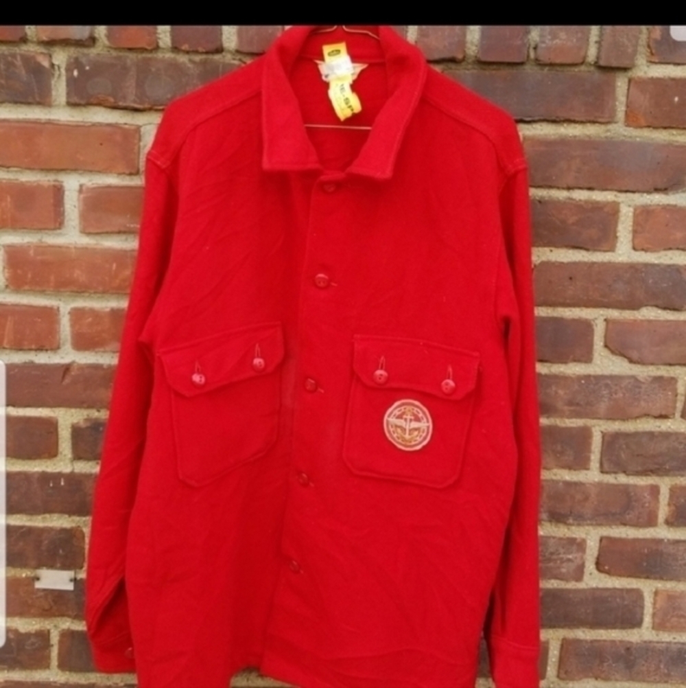 Vintage Red Wool Shirt Jacket XL XXL Chore Coat Workwear Overshirt - Picture 4 of 12